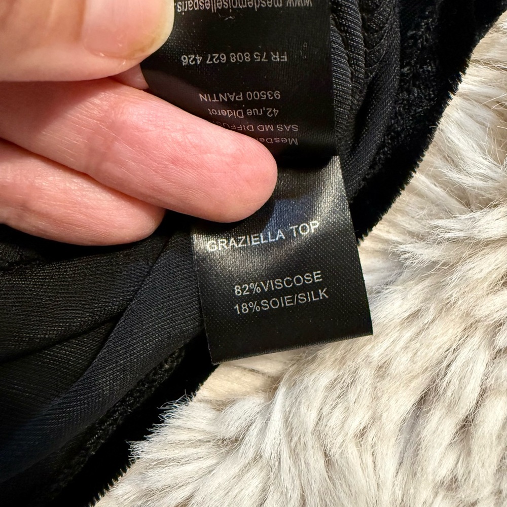 Mes Demoiselles Mariza Black Velvet Tank Cami size 38 - Picture 7 of 16